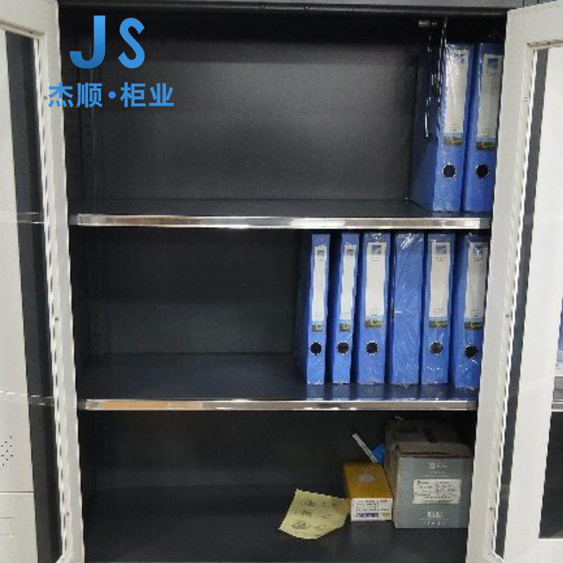 河北钢制器械文件铁皮柜彩色玻璃文件柜财务储物零件整理柜