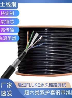 CAT6工程船用双护套带铠工程高速网线超六类室外矿用双层铠装网线