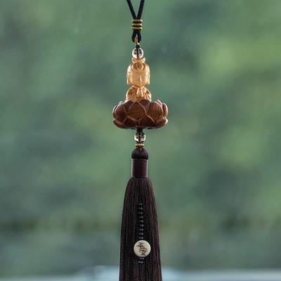 正品朴房黄杨宝宝木佛汽车件网红吊饰饰品平安花车载挂挂莲饰车内