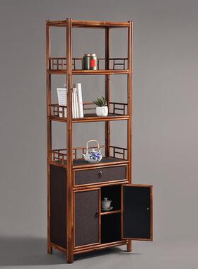 凤眼竹书架水柜 茶柜道器具收纳茶sg001棚茶室空间书茶房置博古架