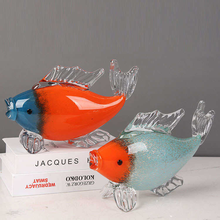 琉璃玻璃亲嘴鱼客厅摆件家居餐桌现代软装玄关酒柜电视柜红鲤鱼,家居饰品,装饰摆件,淘宝优惠券,粉丝福利购,淘宝优惠卷