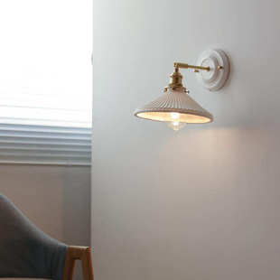 全铜灯 百褶壁灯卧室床头北欧民宿客厅背景墙设计师款 2022新款 日式