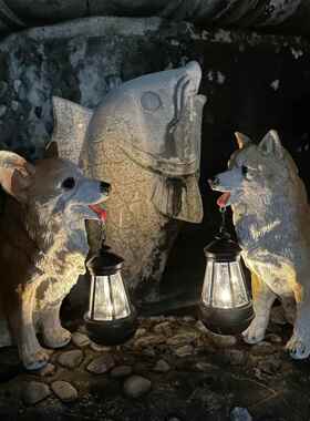 太阳能户外庭院仿真动物灯件小可摆爱外狗花园别墅HZ20011室草坪