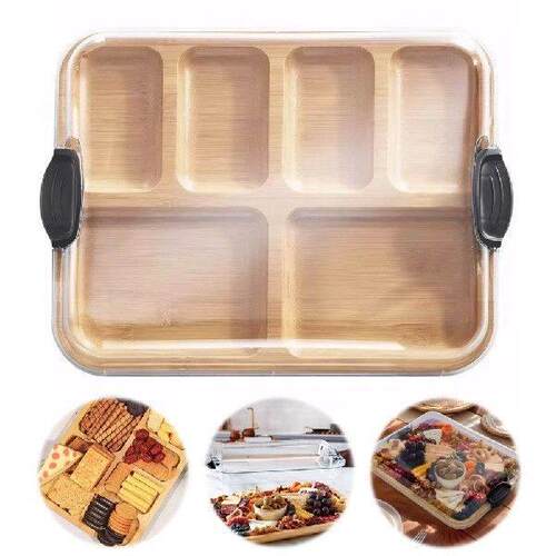 Reusable Bamboo Cheese Board W/ Lid Charcuterie Boards Tray