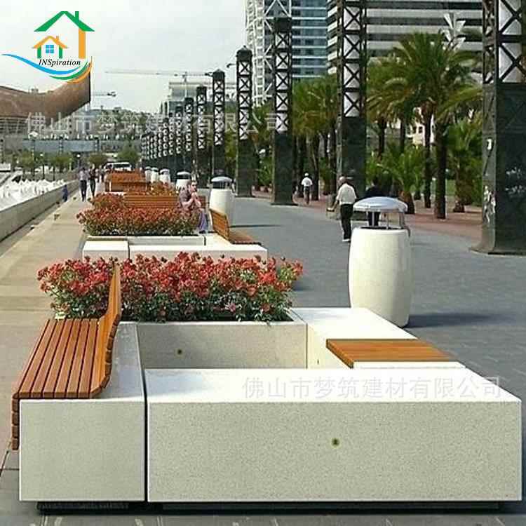 公园混凝土异形坐凳 户外景观GRC休闲座椅家具景区校园水泥长条椅