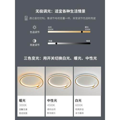 女生主卧室灯精致吸顶灯现代简约led圆形艺术网红房间灯调光轻奢