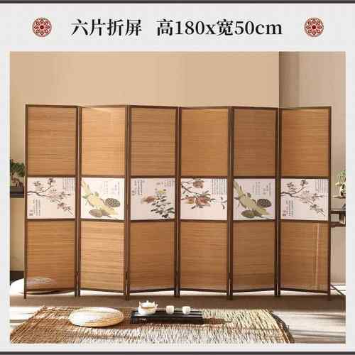 新款新中式风隔简断折叠门客做旧玄关室内厅屏障屏实木竹子移动约
