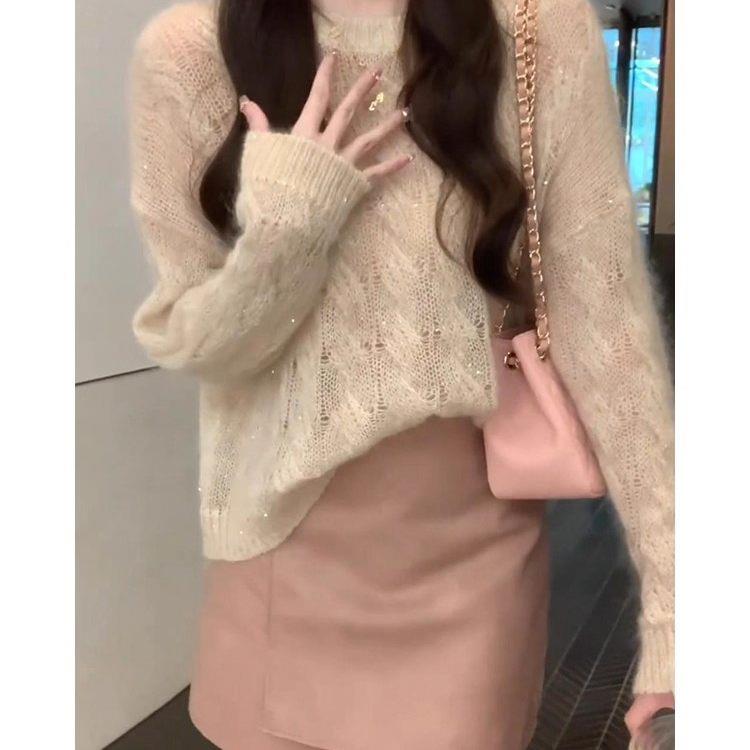 极速温柔风镂空麻花毛衣女2026春秋冬新款欧货宽松软糯百搭套头针