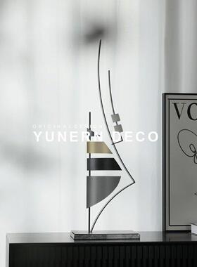 简约现代金属抽象几何装饰酒店入口售楼处展厅样板房软装饰
