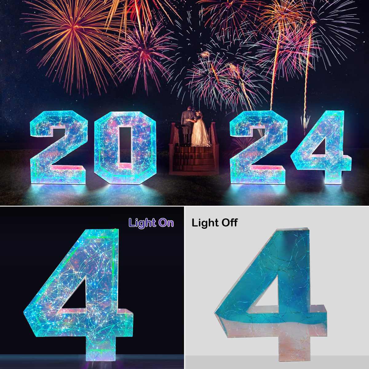 礼品1314布置结婚情人节数字氛围灯7彩灯场景幻彩表白摆件