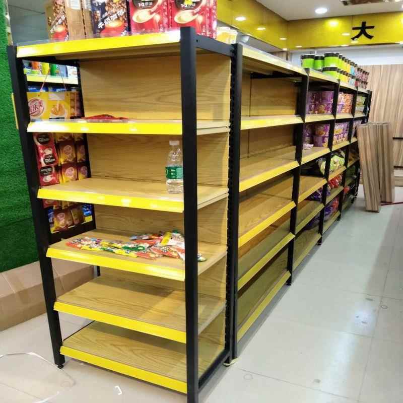 市货子工厂新款厚PMZ便加利店小超市重型双四架柱木纹超色单双面