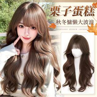 许昌月栖工艺品有限公司【栗子蛋糕】假发全头套女lolita棕色齐刘