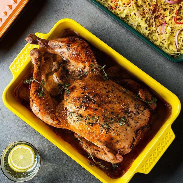 INC0 烤碗芝士焗饭烤盘家用陶瓷大号烘焙双耳长方形微波炉烤箱烤