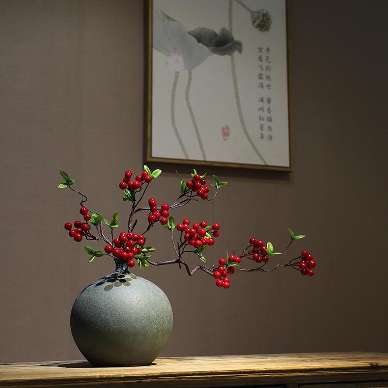 复古陶瓷花瓶新中式禅意花插摆件景德镇家居客厅玄关桌电视柜茶几