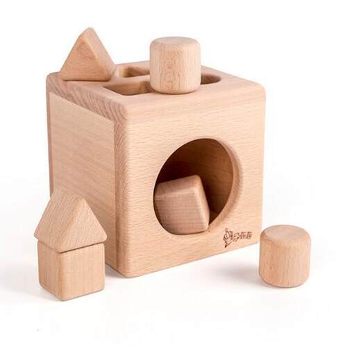 Kids Wooden Shape Sorter Cube Educational Montessori Toys Gi