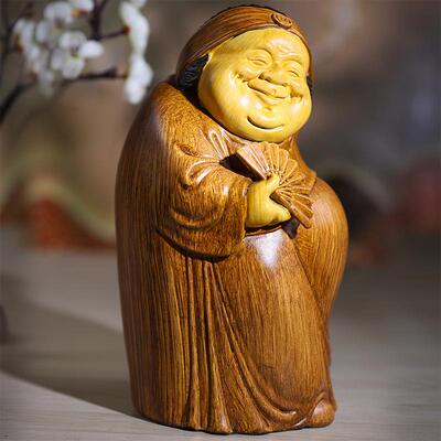 高端中式地婆摆件客桌厅财雕塑仿木雕主BGR神茶几博古架装饰品面