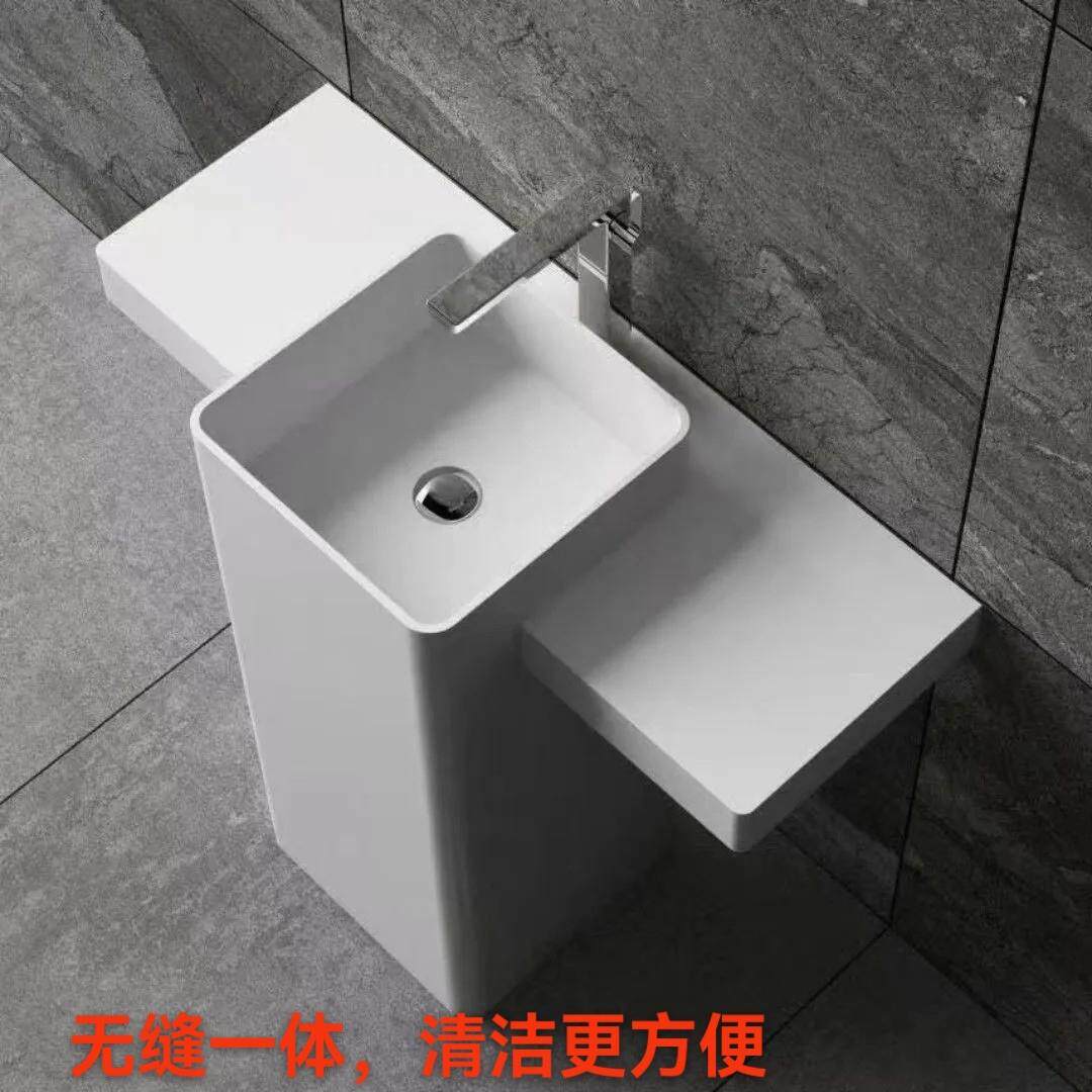人造石柱盆洗手盆一体台上盆落地式卫生间方形带台面洗漱盆洗面盆