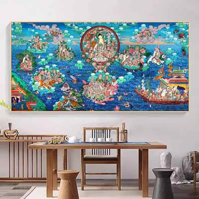 新款直销西方极乐世界挂画全佛图装饰画客厅阿弥陀佛菩萨佛堂中堂
