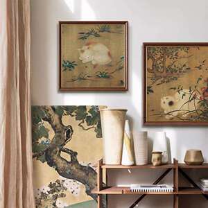 新中式古风客厅装饰画,中式挂画朱瞻基唐苑嬉春图餐厅书房壁画