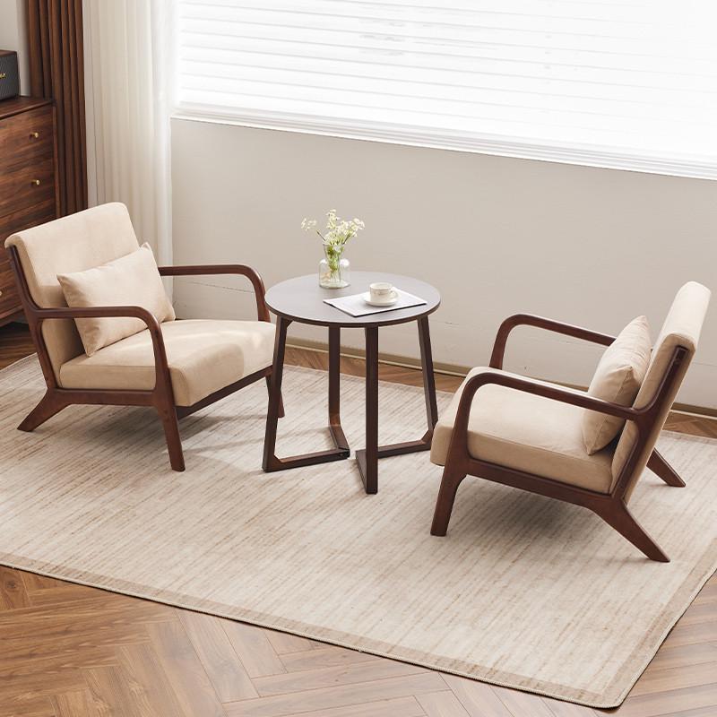 实木沙发椅商用洽谈单人椅咖啡厅桌椅组合小户型卧室阳台一桌二椅