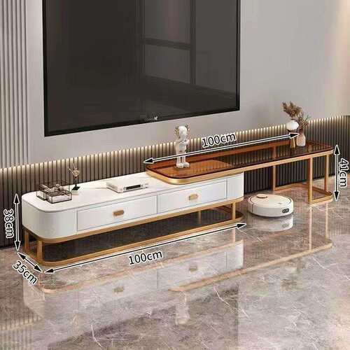 岩板电视柜茶几合小310户型客厅2026新奢款组轻高级可伸感缩电视