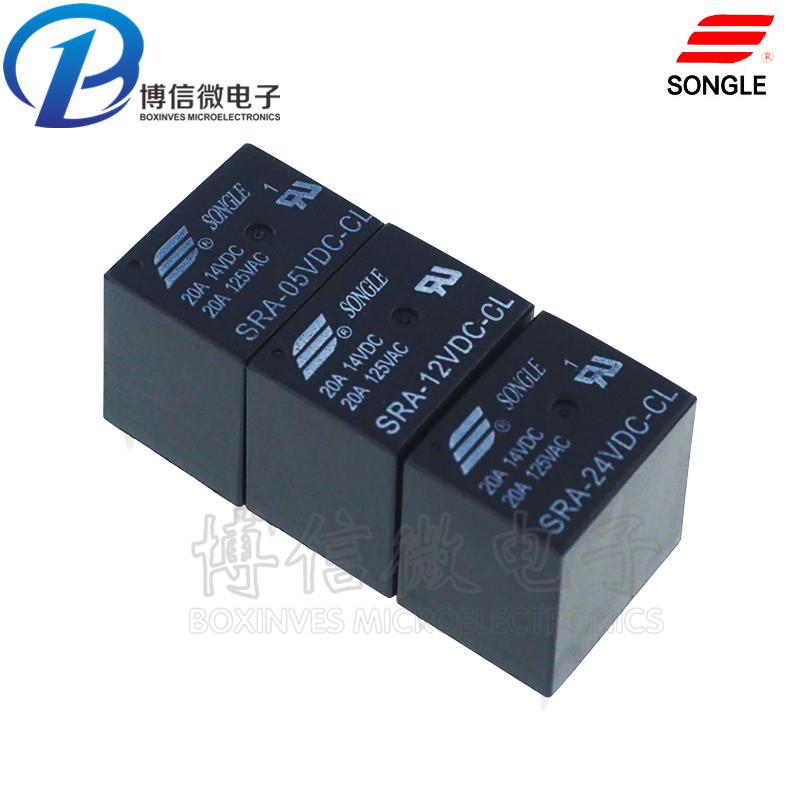黑色松乐继电器SRA- 05V 12V 24VDC-AL-CL T74 20A 原装 4脚 5脚图片