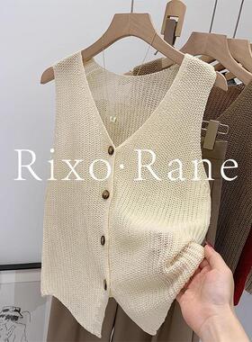 法国Rixo Rane奢美覆古⭐法式小香风镂空V领薄款无袖针织马甲背心