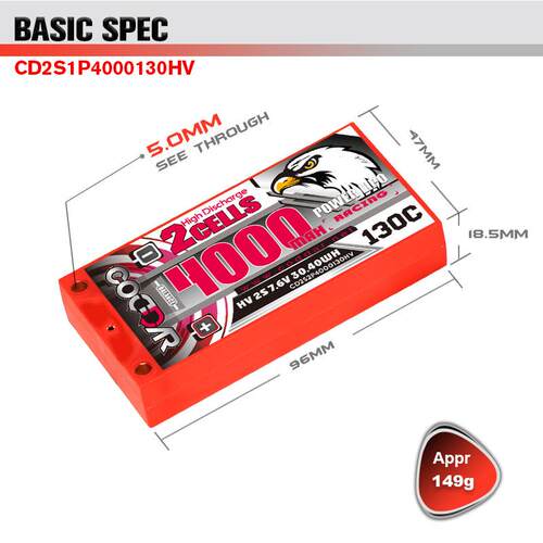 鹰氪CODDAR 4000mAh 2S 7.6V 130C 1/10RWD电动NGE漂移RC车高压款
