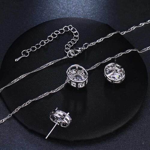 Fashion temperament round heart zircon bridal necklace set f