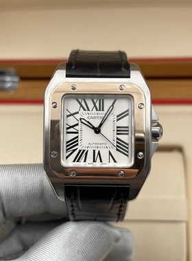 [9.8新]卡地亚山度士手表女款玫瑰金精钢自动机械腕表W20107X7