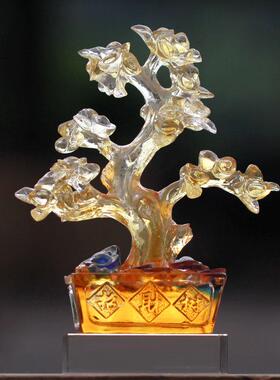 发财树琉璃风水招财摆件居家客厅办公摆放中式装饰乔迁礼品摇钱树