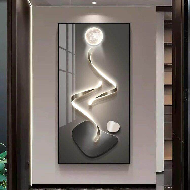 玄关装饰画走廊过道挂画镶钻高级感轻奢现代简约壁画抽象石来运转