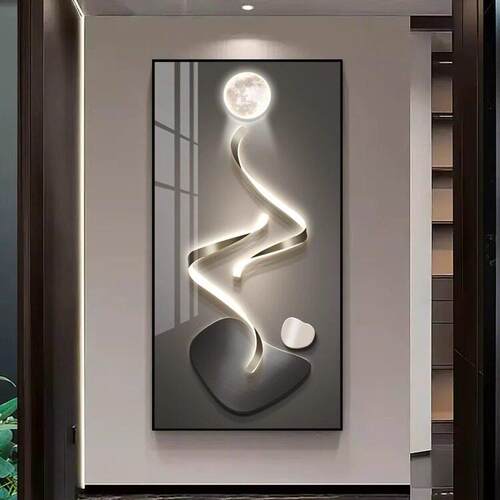 玄关装饰画走廊过道挂画镶钻高级感轻奢现代简约壁画抽象石来运转