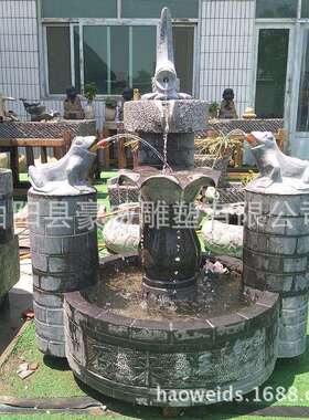 石雕喷泉大理石仿古青石流水喷泉摆件别墅庭院景观雕塑浮雕