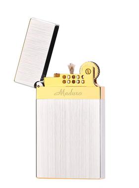 正品意大d利Maur煤o朗声打火机油钢音机打火正品拉丝砂轮响铜打火