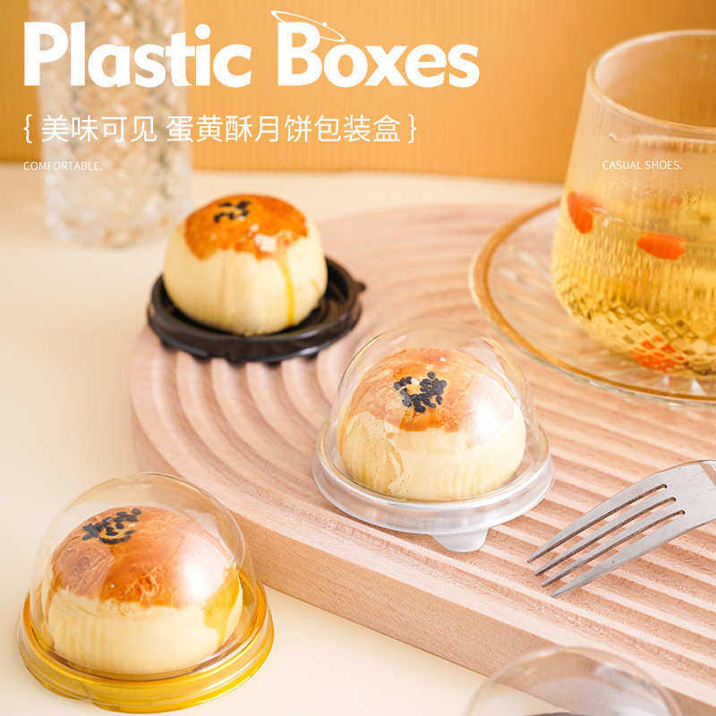 圆形蛋黄酥盒批发雪媚娘包装盒糯米西点盒85克黑金银量大价优