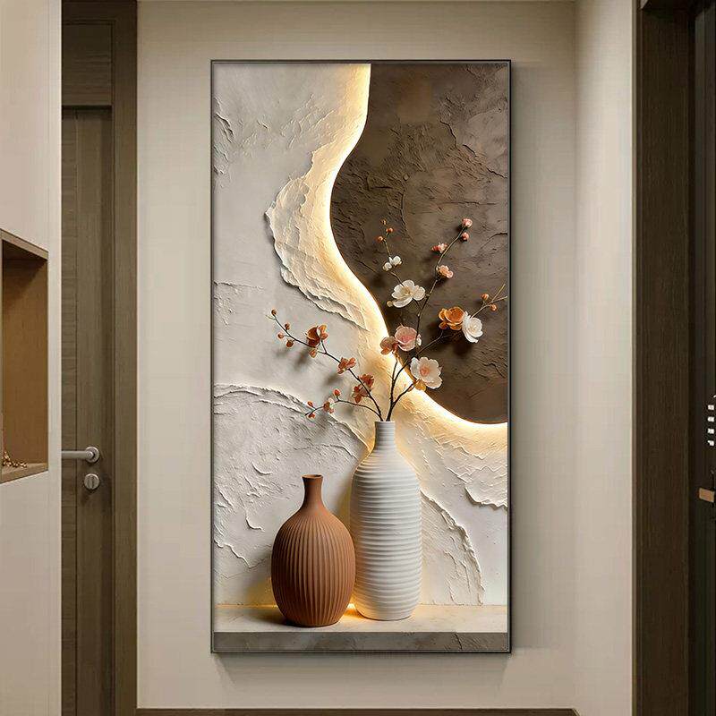 挂现代简约入户玄关装饰画花瓶花卉壁画客头厅走廊尽过道高级ZBC9