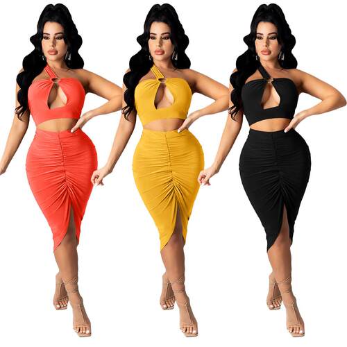 Women's clothing with single-sided camisole and two skirts