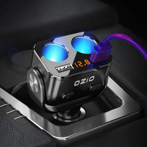 奥舒尔新款车载充器 智烟快充奥舒尔 Y数显 汽车充电电器多能功能