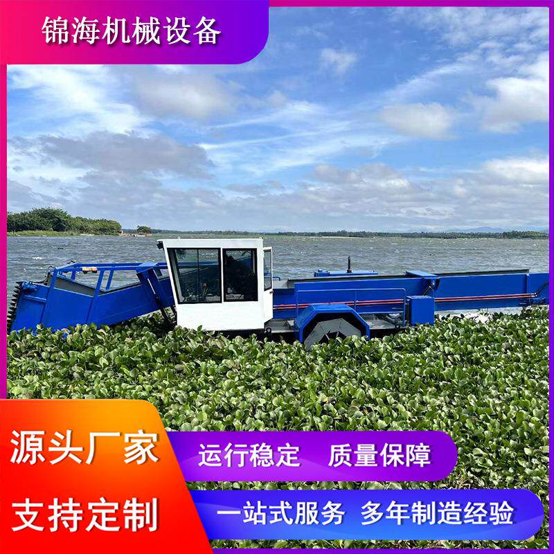 多功能耐用水浮莲打捞船河道水库清理设备明轮驱动收割船