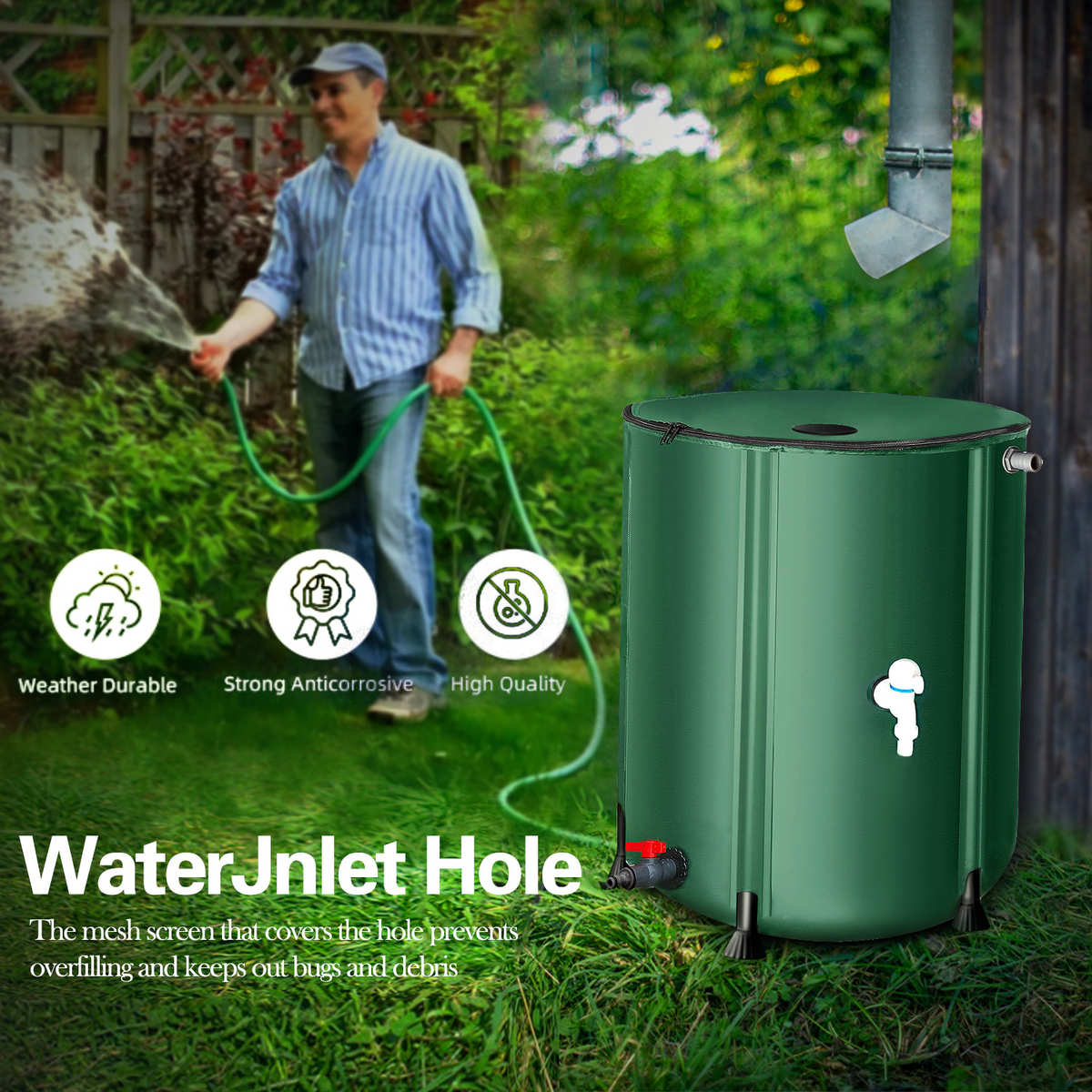 雨水收集器家用可折叠蓄水桶户外大号储存水桶接水桶带盖多功能