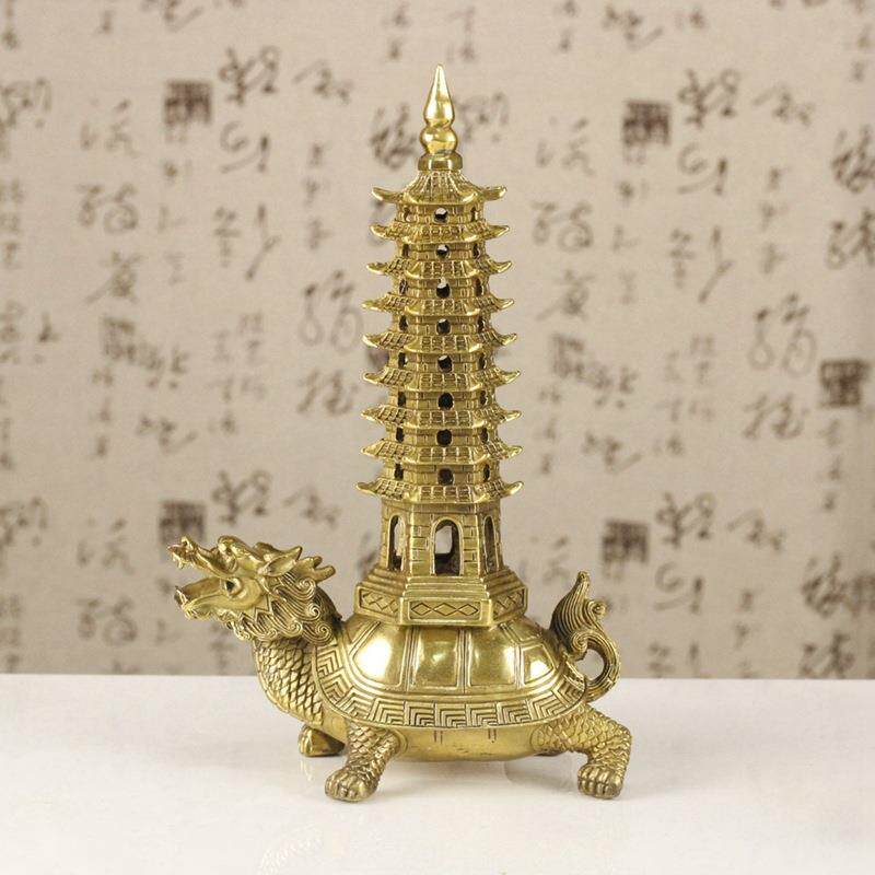 铜龙龟文昌塔摆件铜龟塔9层 金属工艺品摆设