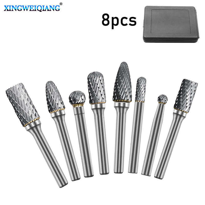 8件套硬质合金旋转锉打磨头  双槽旋转锉刀钨钢磨头 钨钢铣刀套装,标准件/零部件/工业耗材,磨头,淘宝优惠券,粉丝福利购,淘宝优惠卷