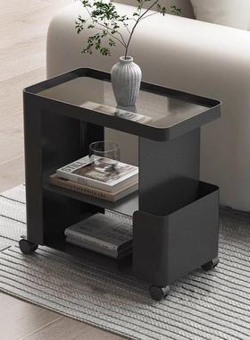 黑色发边几沙可移动小茶几客轮厅轻奢小推车艺OBF带玻璃铁床头柜