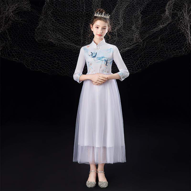 高档歌青少儿童古筝演出服年小学生诗朗诵大合唱团六一表中演服装