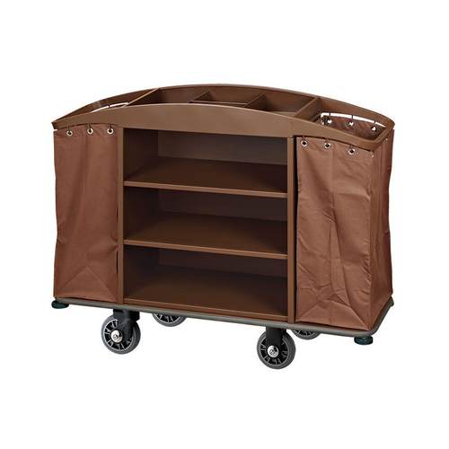 C-86星级豪华酒店楼道服务车客房清洁车咖啡色烤漆焊接双边房口车