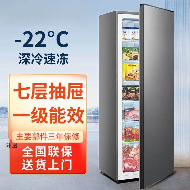 立式冰柜抽屉式家用全冷冻柜侧开门立体大冷柜小型冰箱母乳
