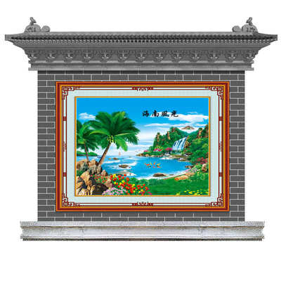 农村背景墙照壁迎瓷砖门墙壁画室外定制别墅风景户山水画影壁庭院