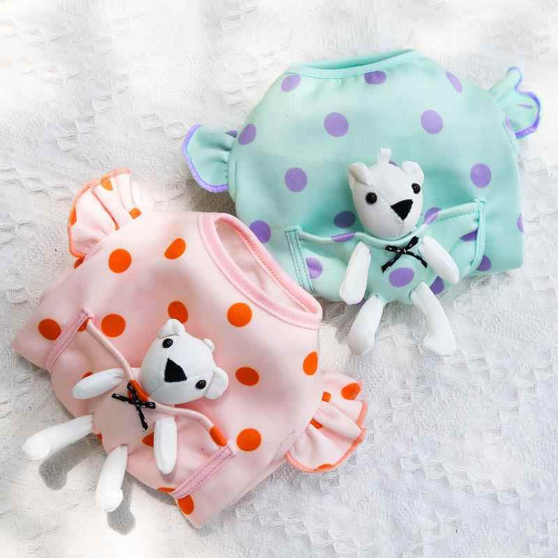 秋冬宠物狗狗猫咪可爱口袋白熊波点衣服泰迪比熊法斗服饰用品