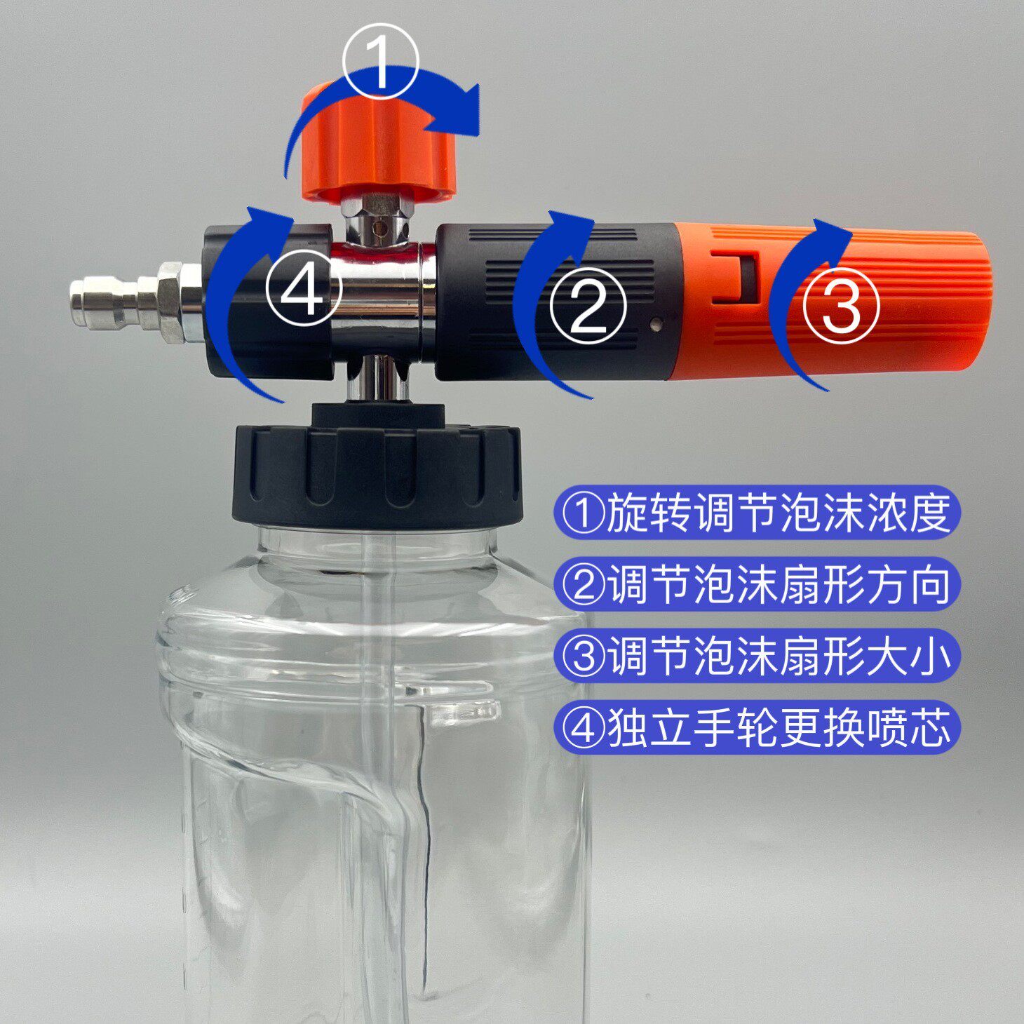 直销新品高压清洗机泡沫壶洗车水管pa壶泡沐喷壶双色浓泡沐